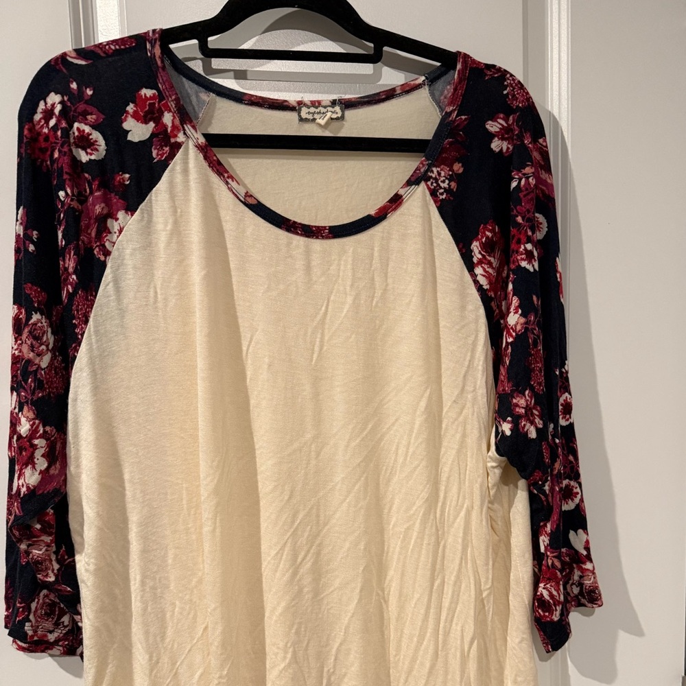 Floral Sleeve Cream Top